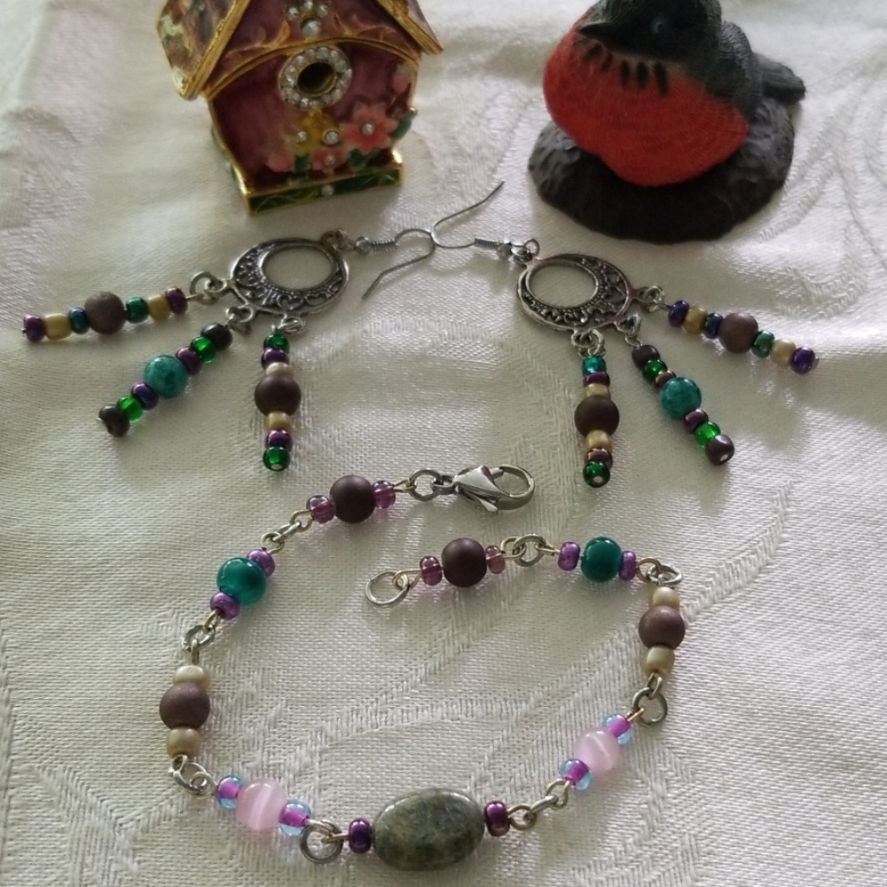 Boho Earrings and Bracelet Set